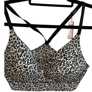 Victoria's Secret Lightly Lined Plunge Bra 34D Leopard Print Wireless New
